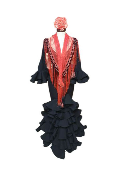 Flamenco Plumeti shawl for Flamenco Costumes. Coral